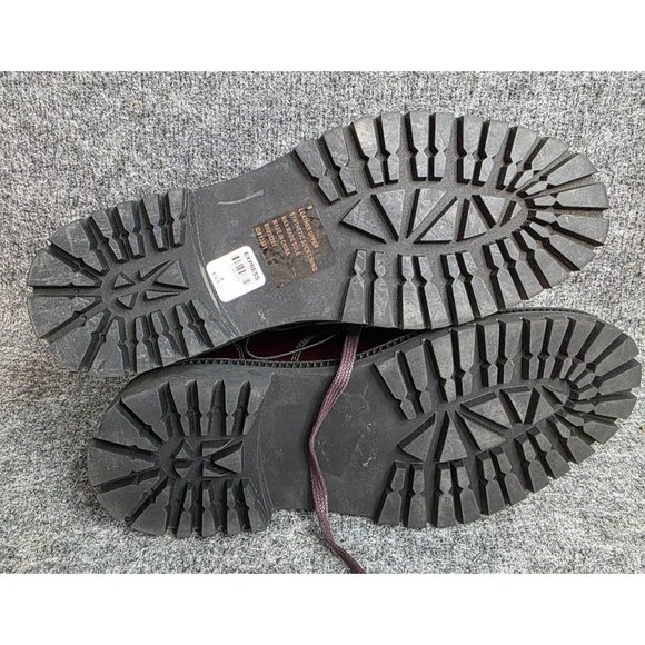 Express Leather Lace-Up Combat Boots In Burgundy Size 8 With Chunky Sole - Picture 9 of 9